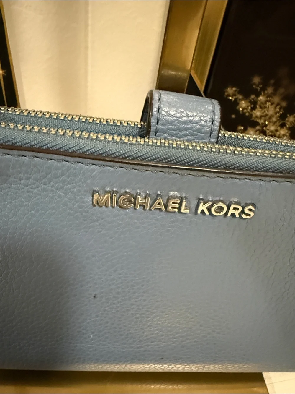 Michael Kors Light Blue Leather Wristlet Wallet